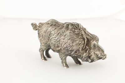 Lot 413 - AN EARLY 20TH CENTURY DUTCH SILVER MODEL OF A WILD BOAR