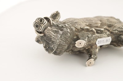 Lot 413 - AN EARLY 20TH CENTURY DUTCH SILVER MODEL OF A WILD BOAR