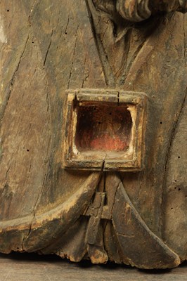 Lot 1090 - AN 18TH CENTURY ITALIAN POLYCHROME CARVED SCULPTURE OF A BISHOP