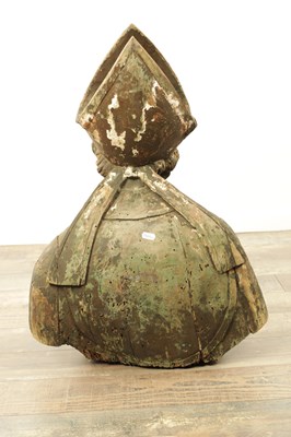 Lot 1090 - AN 18TH CENTURY ITALIAN POLYCHROME CARVED SCULPTURE OF A BISHOP