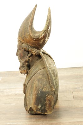 Lot 1090 - AN 18TH CENTURY ITALIAN POLYCHROME CARVED SCULPTURE OF A BISHOP