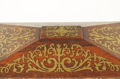 Lot 1145 - A REGENCY BRASS INLAID ROSEWOOD TEA CADDY