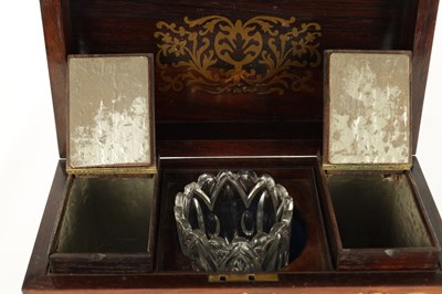Lot 1145 - A REGENCY BRASS INLAID ROSEWOOD TEA CADDY
