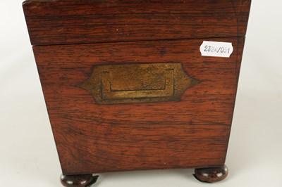 Lot 1145 - A REGENCY BRASS INLAID ROSEWOOD TEA CADDY