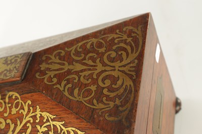 Lot 1145 - A REGENCY BRASS INLAID ROSEWOOD TEA CADDY