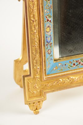 Lot 737 - A 19TH CENTURY FRENCH ORMOLU AND CHAMPLEVE ENAMEL DRESSING TABLE MIRROR