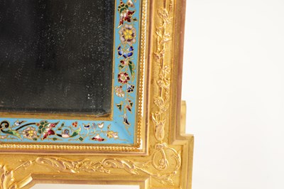 Lot 737 - A 19TH CENTURY FRENCH ORMOLU AND CHAMPLEVE ENAMEL DRESSING TABLE MIRROR