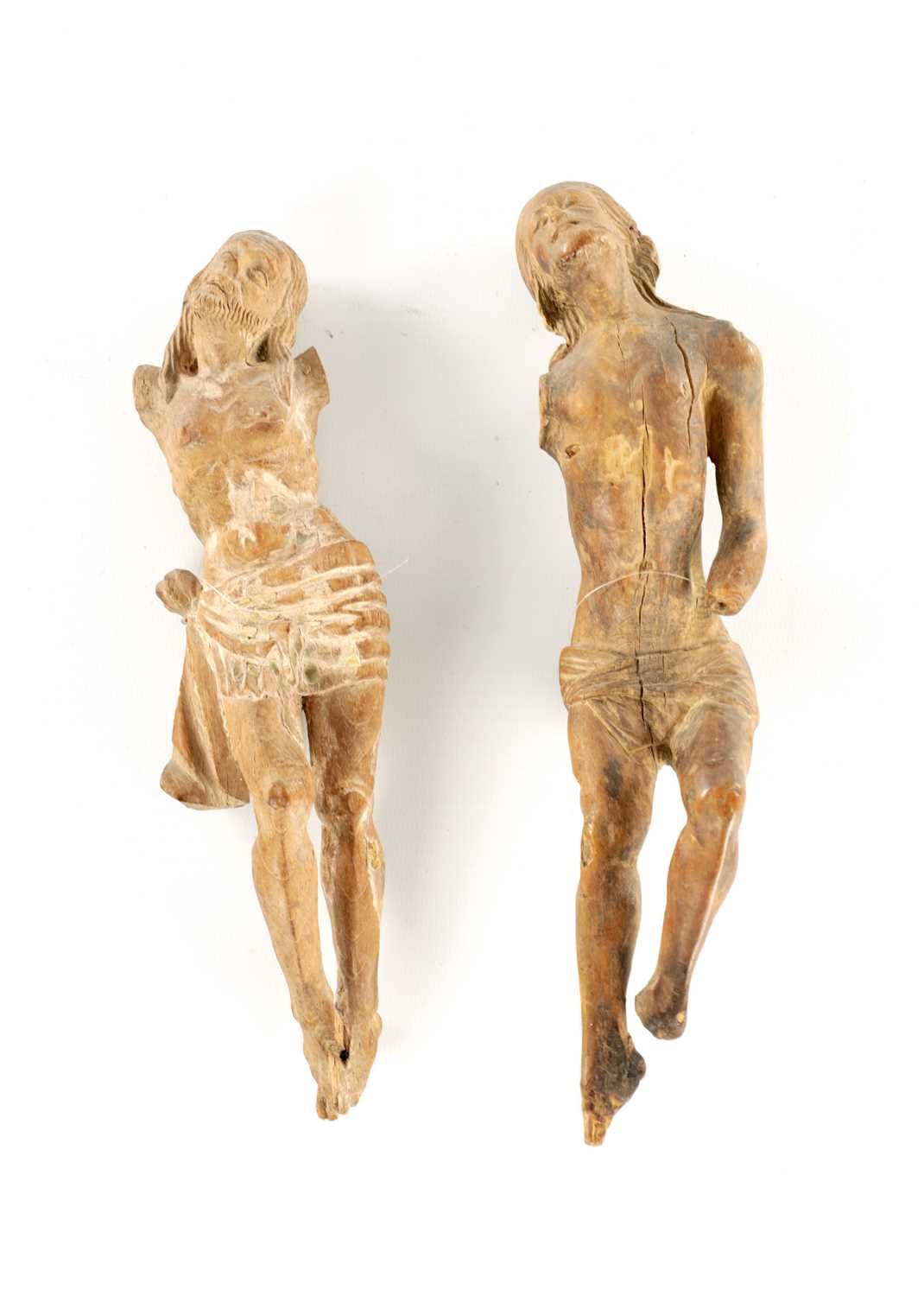 Lot 1135 - TWO EARLY CARVED WOOD CORPUS CHRISTI