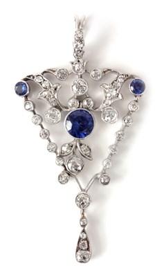 Lot 150 - A LADIES EARLY 20th CENTURY DIAMOND AND BLUE...