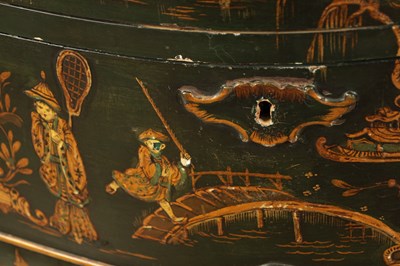 Lot 1239 - A 19TH CENTURY ITALIAN CHINOISERIE LACQUERED SERPENTINE SHAPED COMMODE