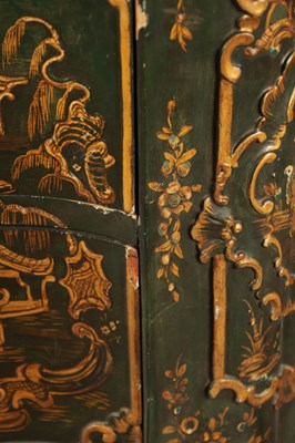 Lot 1239 - A 19TH CENTURY ITALIAN CHINOISERIE LACQUERED SERPENTINE SHAPED COMMODE