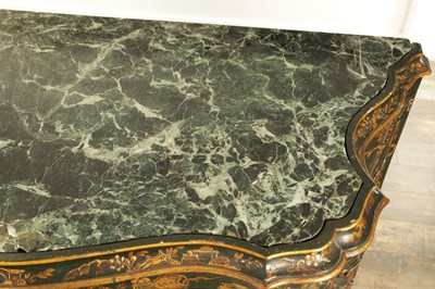 Lot 1239 - A 19TH CENTURY ITALIAN CHINOISERIE LACQUERED SERPENTINE SHAPED COMMODE