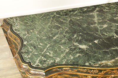 Lot 1239 - A 19TH CENTURY ITALIAN CHINOISERIE LACQUERED SERPENTINE SHAPED COMMODE