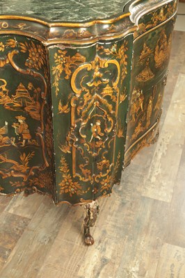 Lot 1239 - A 19TH CENTURY ITALIAN CHINOISERIE LACQUERED SERPENTINE SHAPED COMMODE