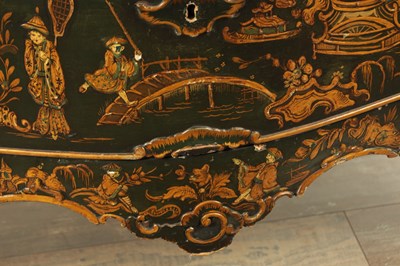 Lot 1239 - A 19TH CENTURY ITALIAN CHINOISERIE LACQUERED SERPENTINE SHAPED COMMODE