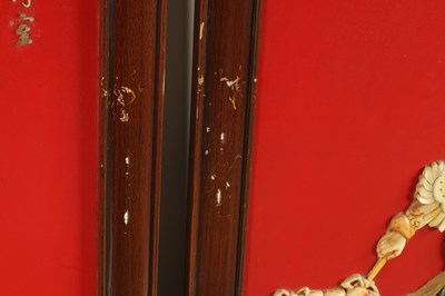 Lot 204 - A SET OF FOUR LATE 19TH CENTURY CHINESE LACQUERED PANELS WITH IVORY AND MOTHER OF PEARL INLAID FIGURES OF WARRIORS