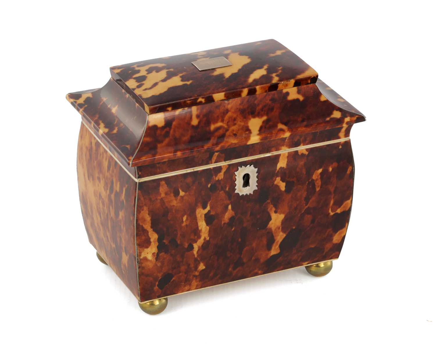 Lot 1116 - AN EARLY 19TH CENTURY TORTOISESHELL PAGODA SHAPED TEA CADDY