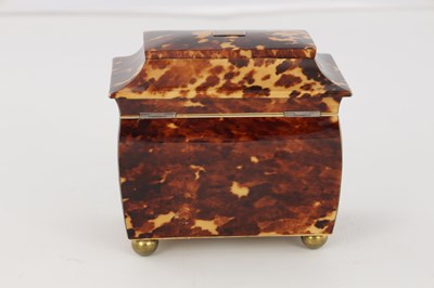 Lot 1116 - AN EARLY 19TH CENTURY TORTOISESHELL PAGODA SHAPED TEA CADDY