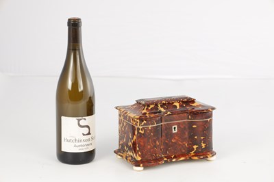Lot 1113 - A 19TH CENTURY INVERTED DOUBLE BOW-SIDED TORTOISESHELL TEA CADDY