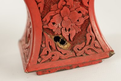 Lot 137 - A PAIR OF CHINESE CINNABAR VASES