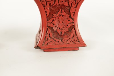 Lot 137 - A PAIR OF CHINESE CINNABAR VASES