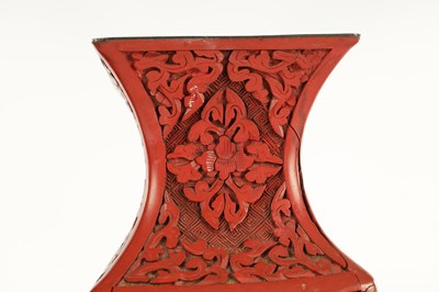 Lot 137 - A PAIR OF CHINESE CINNABAR VASES