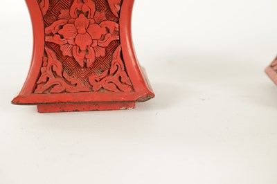 Lot 137 - A PAIR OF CHINESE CINNABAR VASES