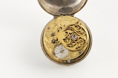 Lot 1451 - TOMSON, LONDON. A GEORGE III SILVER ENGRAVED PAIR CASED VERGE POCKET WATCH