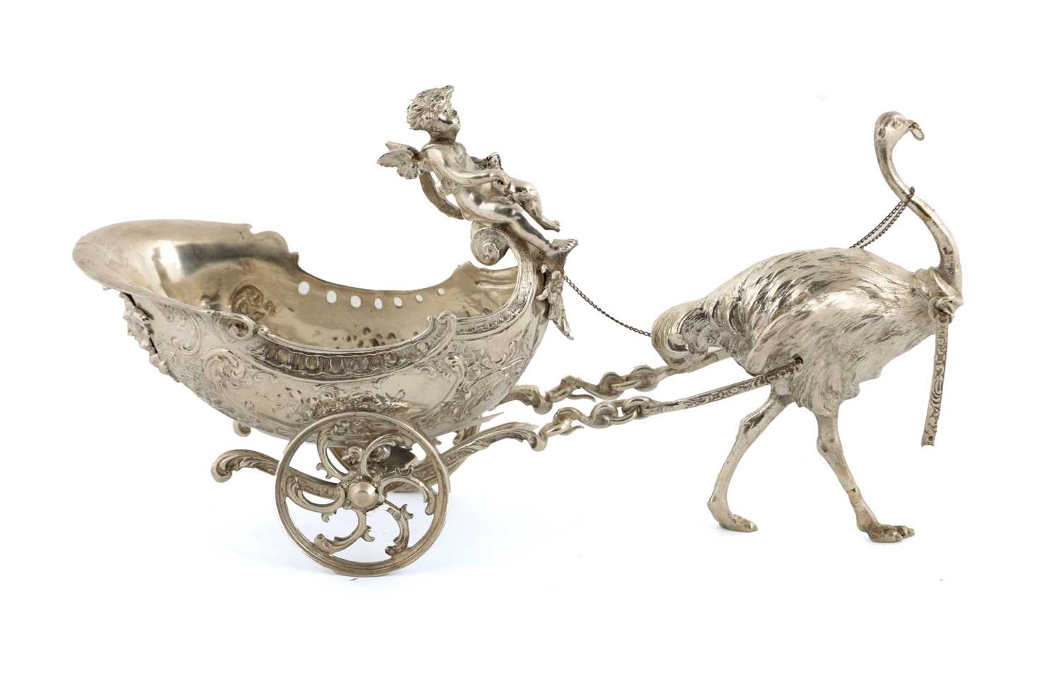 Lot 522 - A LATE 19TH CENTURY CONTINENTAL SILVER NOVELTY BONBON DISH