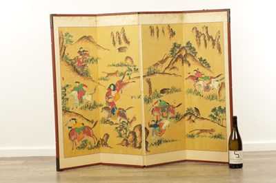 Lot 262 - AN EARLY 20TH CENTURY CHINESE FOLDING SCREEN OF SMALL SIZE