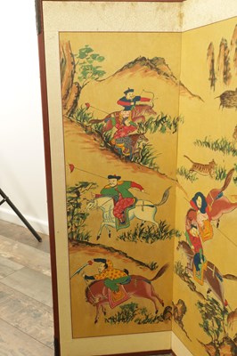 Lot 262 - AN EARLY 20TH CENTURY CHINESE FOLDING SCREEN OF SMALL SIZE