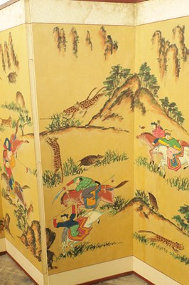 Lot 262 - AN EARLY 20TH CENTURY CHINESE FOLDING SCREEN OF SMALL SIZE