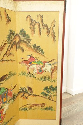 Lot 262 - AN EARLY 20TH CENTURY CHINESE FOLDING SCREEN OF SMALL SIZE