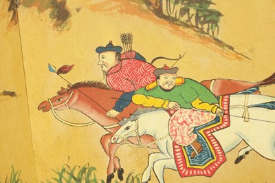 Lot 262 - AN EARLY 20TH CENTURY CHINESE FOLDING SCREEN OF SMALL SIZE