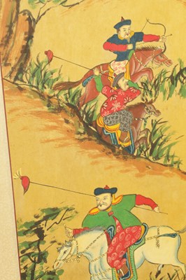 Lot 262 - AN EARLY 20TH CENTURY CHINESE FOLDING SCREEN OF SMALL SIZE