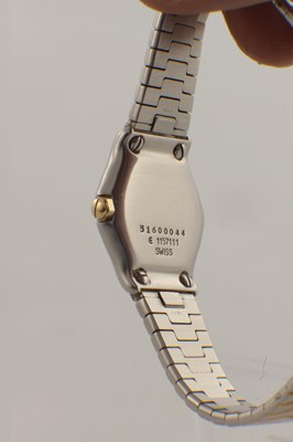 Lot 1458 - A LADIES STEEL AND 18CT GOLD EBEL SPORT CLASSIQUE WRIST WATCH