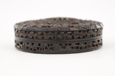 Lot 245 - A 19TH CENTURY CARVED TORTOISESHELL CHINESE CIRCULAR LIDDED BOX