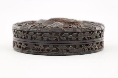 Lot 245 - A 19TH CENTURY CARVED TORTOISESHELL CHINESE CIRCULAR LIDDED BOX