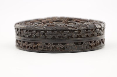 Lot 245 - A 19TH CENTURY CARVED TORTOISESHELL CHINESE CIRCULAR LIDDED BOX