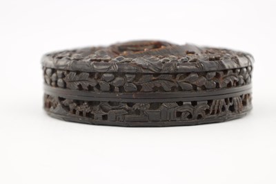 Lot 245 - A 19TH CENTURY CARVED TORTOISESHELL CHINESE CIRCULAR LIDDED BOX