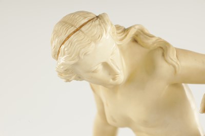 Lot 96 - A LARGE LATE 19TH CENTURY ROYAL WORCESTER PORCELAIN FIGURAL SCULPTURE OF THE BATHER