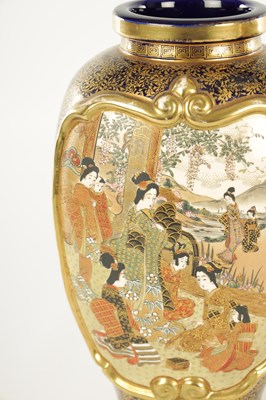 Lot 219 - A LARGE PAIR OF JAPANESE MEIJI PERIOD SATSUMA PORCELAIN CABINET VASES
