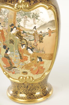 Lot 219 - A LARGE PAIR OF JAPANESE MEIJI PERIOD SATSUMA PORCELAIN CABINET VASES