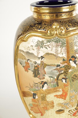 Lot 219 - A LARGE PAIR OF JAPANESE MEIJI PERIOD SATSUMA PORCELAIN CABINET VASES