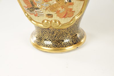 Lot 219 - A LARGE PAIR OF JAPANESE MEIJI PERIOD SATSUMA PORCELAIN CABINET VASES