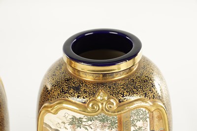 Lot 219 - A LARGE PAIR OF JAPANESE MEIJI PERIOD SATSUMA PORCELAIN CABINET VASES