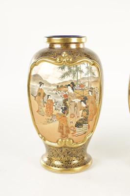 Lot 219 - A LARGE PAIR OF JAPANESE MEIJI PERIOD SATSUMA PORCELAIN CABINET VASES