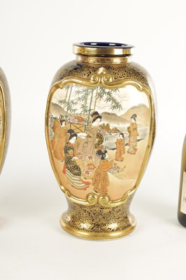 Lot 219 - A LARGE PAIR OF JAPANESE MEIJI PERIOD SATSUMA PORCELAIN CABINET VASES
