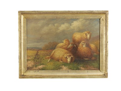 Lot 1178 - WILLIAM HENRY DAVIS (1786 - 1865). A 19TH CENTURY OIL ON CANVAS SHEEP ON MOORLAND