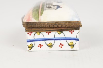 Lot 799 - AN 18TH CENTURY ENAMEL BOX WITH A VIEW OF HAREWOOD HOUSE